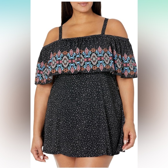 Fit 4 UR Thighs Maya Border  of  the Shoulder Dress NWOT - Picture 3 of 8